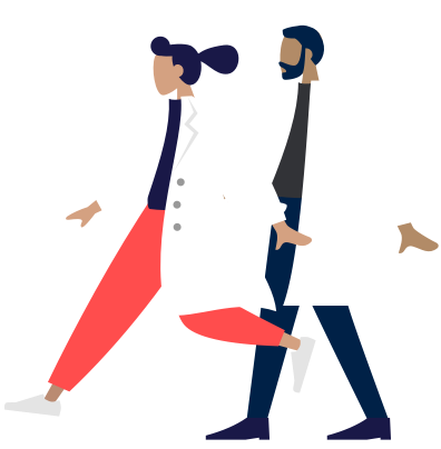 Stylized image of male and female scientist